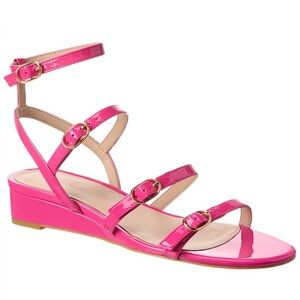 🌹STUART WEITZMAN 🌹 Grecian Buckle Wedge Sandal In Pink Size: 6.5